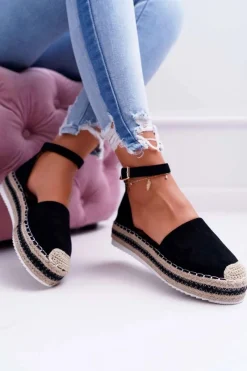Discount Boto Espadryle Damskie Na Platformie Czarne Toca Toca