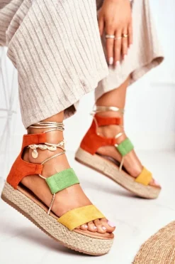 Czarne Espadryle>Boto Espadryle Damskie Na Platformie Wiązane Żółte Fuerta