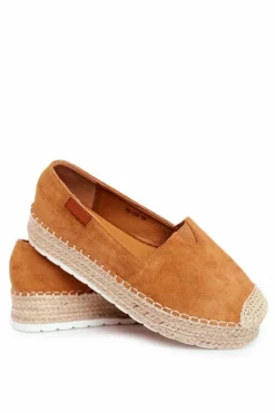 Best Boto Espadryle Damskie Na Platformie Lniane Camel La Playa