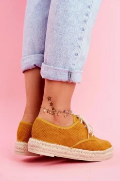 Espadryle Damskie Na Platformie Lniane Żółte Sonya Damskie Czarne Espadryle