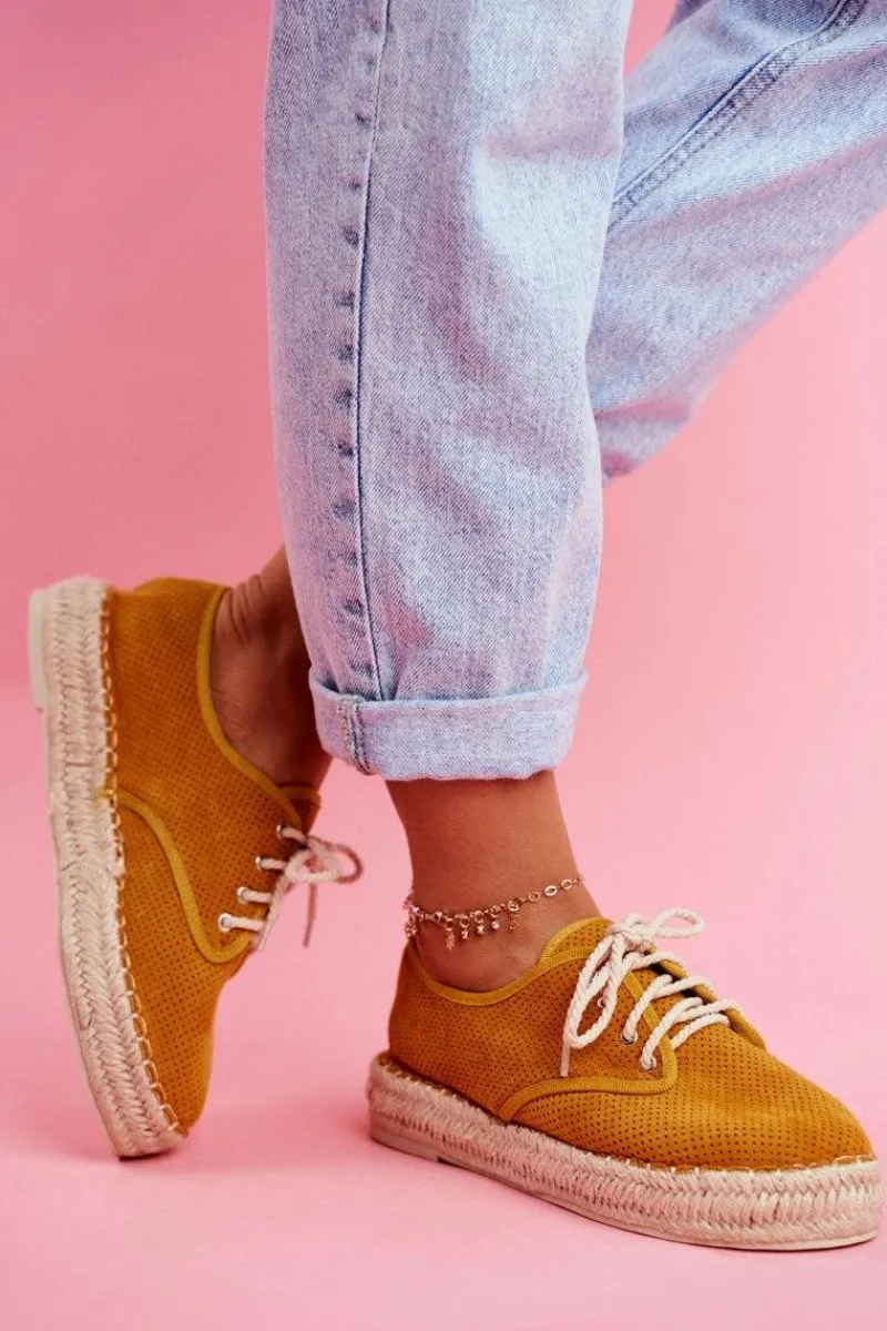 Espadryle Damskie Na Platformie Lniane Żółte Sonya Damskie Czarne Espadryle