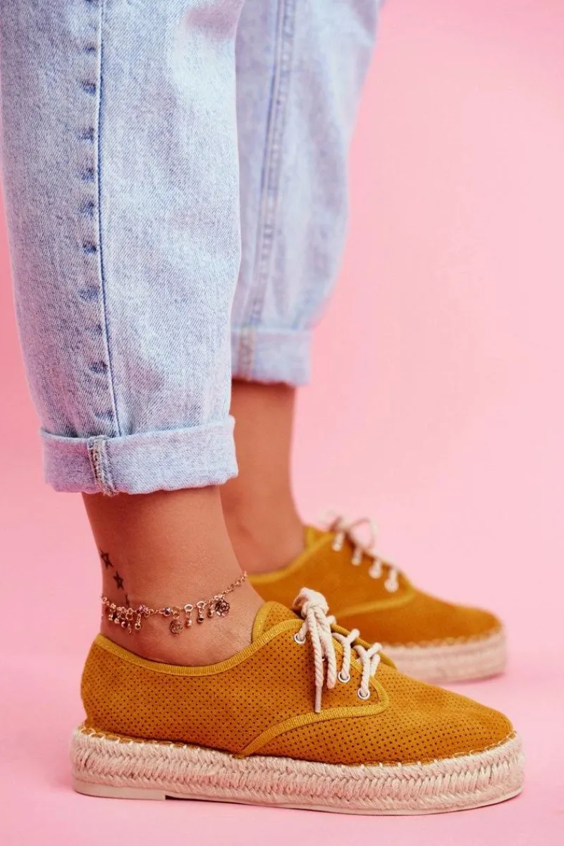 Espadryle Damskie Na Platformie Lniane Żółte Sonya Damskie Czarne Espadryle