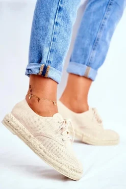 Online Espadryle Damskie Na Platformie Lniane Beżowe Sonya Damskie Czarne Espadryle