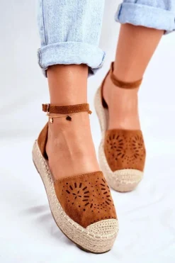 Best Boto Espadryle Damskie Na Platformie Lniane Camel Palermo