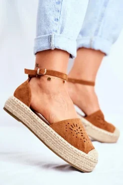 Best Boto Espadryle Damskie Na Platformie Lniane Camel Palermo