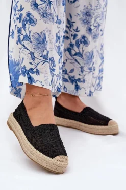 Espadryle Damskie Na Platformie Vinceza 17392 Czarne Damskie Espadryle Na Platformie