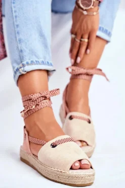 New Espadryle Damskie Na Platformie Lniane Beżowe Monacoz Damskie Czarne Espadryle