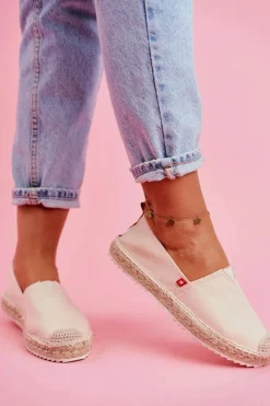 Czarne Espadryle>Big Star Shoes Espadryle Damskie Pleciona Podeszwa Beżowe Big Star FF274A500