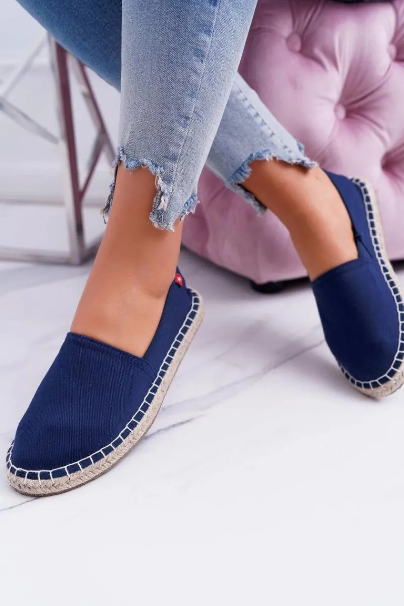 Clearance Espadryle Damskie Pleciona Podeszwa Granatowe Big Star DD274A151 Damskie Trampki Damskie Slip-On