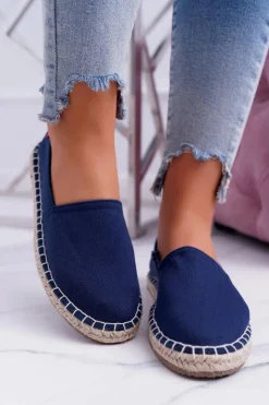 Clearance Espadryle Damskie Pleciona Podeszwa Granatowe Big Star DD274A151 Damskie Trampki Damskie Slip-On