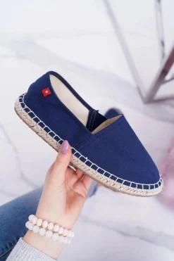 Clearance Espadryle Damskie Pleciona Podeszwa Granatowe Big Star DD274A151 Damskie Trampki Damskie Slip-On