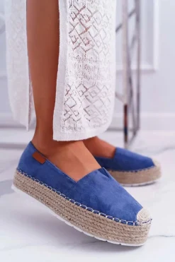 Best Boto Espadryle Damskie Wsuwane Zamszowe Granatowe Mariako