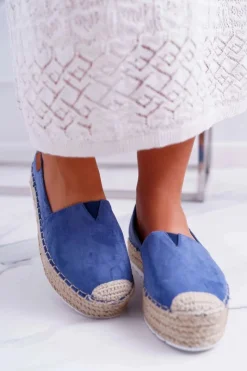 Best Boto Espadryle Damskie Wsuwane Zamszowe Granatowe Mariako