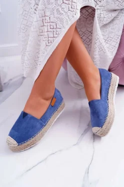 Best Boto Espadryle Damskie Wsuwane Zamszowe Granatowe Mariako