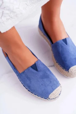 Best Boto Espadryle Damskie Wsuwane Zamszowe Granatowe Mariako