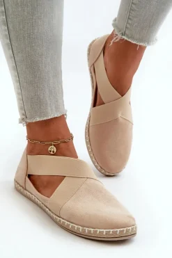 Online Evento Espadryle Damskie Z Elastycznymi Paskami Eko Zamszowe Beżowe Phaedrana