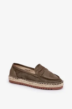 Discount Espadryle Damskie Z Jutową Plecionką Na Płaskiej Podeszwie Ciemnozielone Shilova Damskie Espadryle Na Platformie