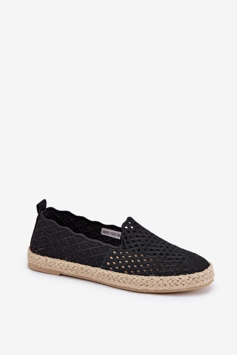 Outlet Espadryle Damskie Z Plecionką Vinceza 13625 Czarne Damskie Espadryle Na Platformie