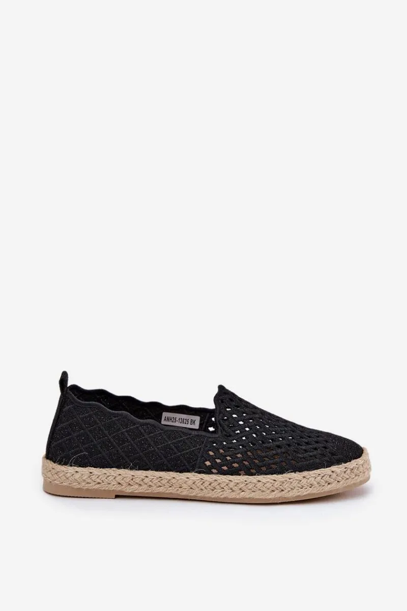 Outlet Espadryle Damskie Z Plecionką Vinceza 13625 Czarne Damskie Espadryle Na Platformie