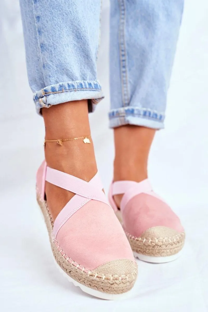 Czarne Espadryle>Boto Espadryle Damskie z wycięciem Różowe Motive