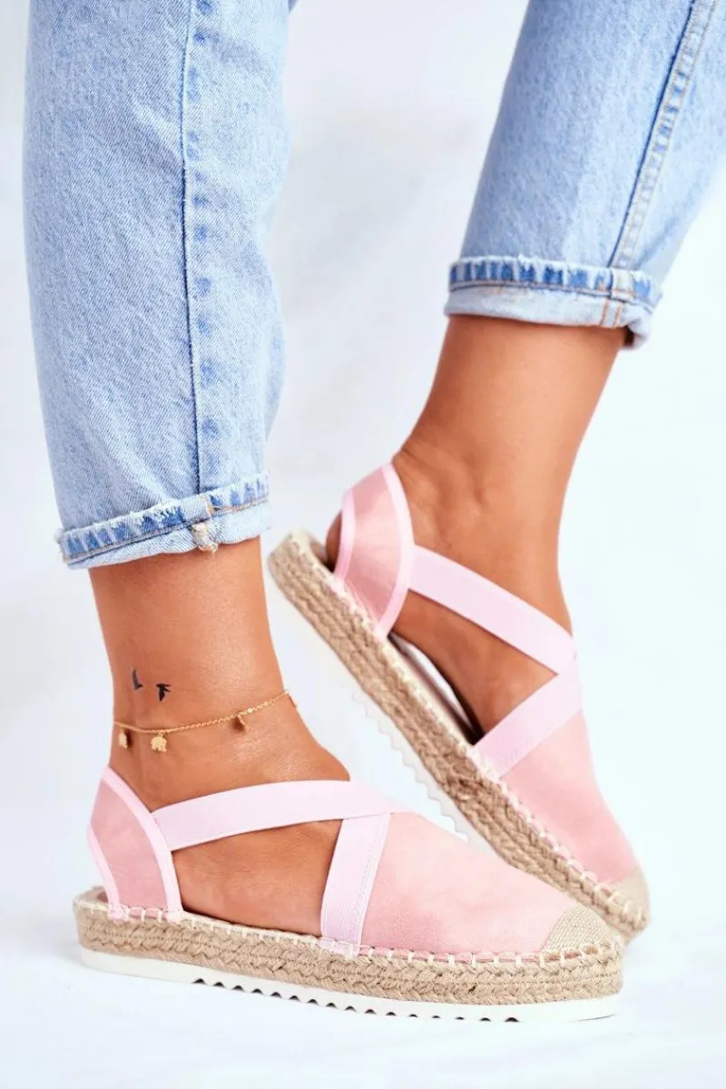 Czarne Espadryle>Boto Espadryle Damskie z wycięciem Różowe Motive