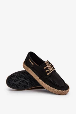 New Big Star Shoes Espadryle Męskie Sznurowane Big Star NN174051 Czarny