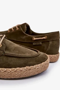 Sale Espadryle Męskie Sznurowane Big Star NN174055 Khaki Męskie Mokasyny Sznurowane|Półbuty Casual