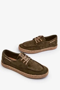 Sale Espadryle Męskie Sznurowane Big Star NN174055 Khaki Męskie Mokasyny Sznurowane|Półbuty Casual