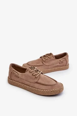 Mokasyny Sznurowane|Półbuty Casual></noscript>Big Star Shoes Espadryle Męskie Sznurowane Big Star NN174054 Beżowe