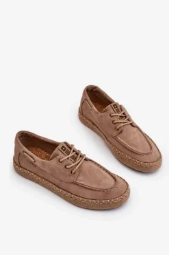 Mokasyny Sznurowane|Półbuty Casual></noscript>Big Star Shoes Espadryle Męskie Sznurowane Big Star NN174054 Beżowe