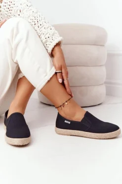 Trampki Damskie Slip-On|Trampki Damskie Big Star>Big Star Shoes Espadryle Na Plecionej Podeszwie Big Star DD274017 Czarne