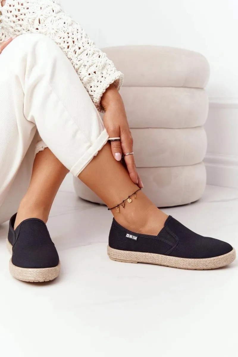 Trampki Damskie Slip-On|Trampki Damskie Big Star>Big Star Shoes Espadryle Na Plecionej Podeszwie Big Star DD274017 Czarne
