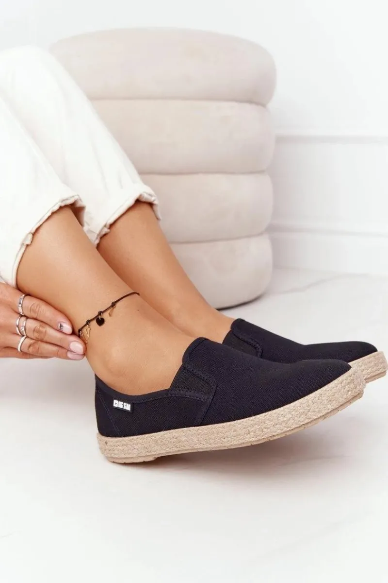 Trampki Damskie Slip-On|Trampki Damskie Big Star>Big Star Shoes Espadryle Na Plecionej Podeszwie Big Star DD274017 Czarne