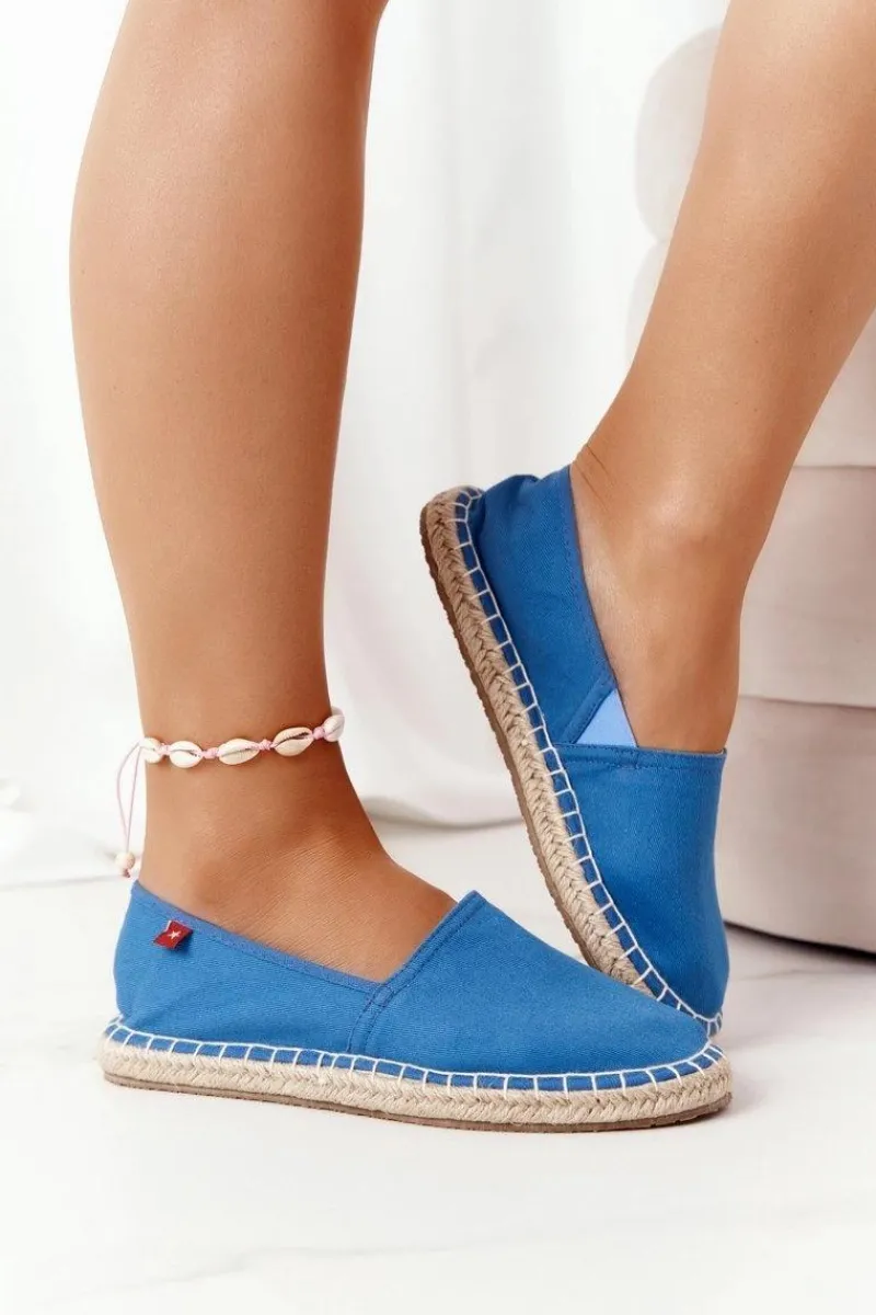 Clearance Espadryle Na Plecionej Podeszwie Big Star DD274A152 Niebieskie Damskie Trampki Damskie Slip-On