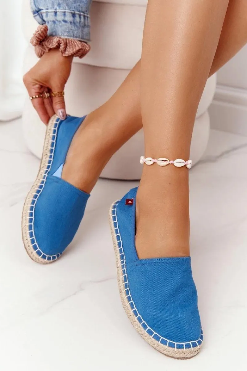 Clearance Espadryle Na Plecionej Podeszwie Big Star DD274A152 Niebieskie Damskie Trampki Damskie Slip-On