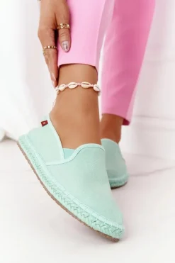 Trampki Damskie Slip-On>Big Star Shoes Espadryle Na Plecionej Podeszwie Big Star DD274A141 Zielone