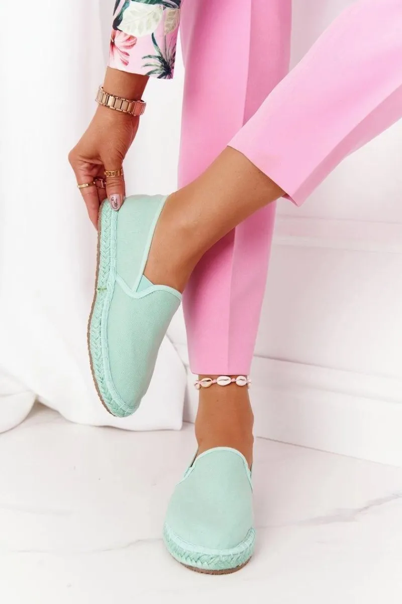 Trampki Damskie Slip-On>Big Star Shoes Espadryle Na Plecionej Podeszwie Big Star DD274A141 Zielone