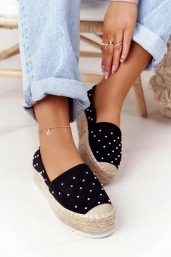 Sale Damskie buty S.Barski Espadryle Na Słomkowej Platformie S.Barski Czarne