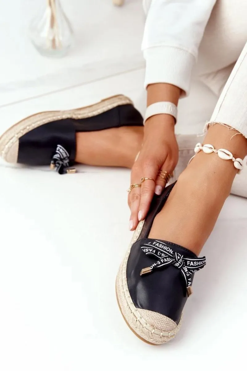 Czarne Espadryle>Damskie buty S.Barski Espadryle Na Słomkowej Podeszwie S.Barski Czarne