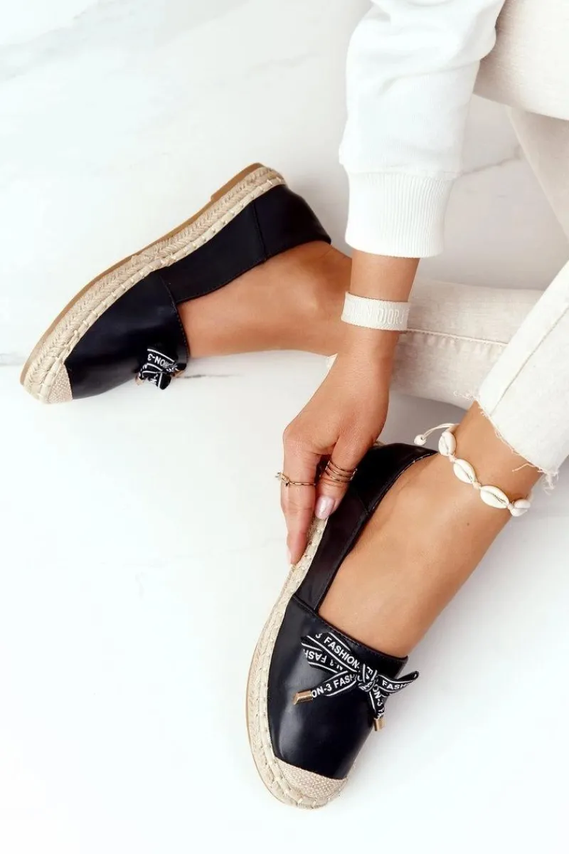 Czarne Espadryle>Damskie buty S.Barski Espadryle Na Słomkowej Podeszwie S.Barski Czarne