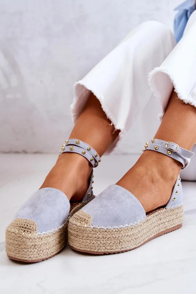 Discount Espadryle Sandały Z Dżetami Niebieskie Lillian Damskie Sandały Na Koturnie|Czarne Espadryle