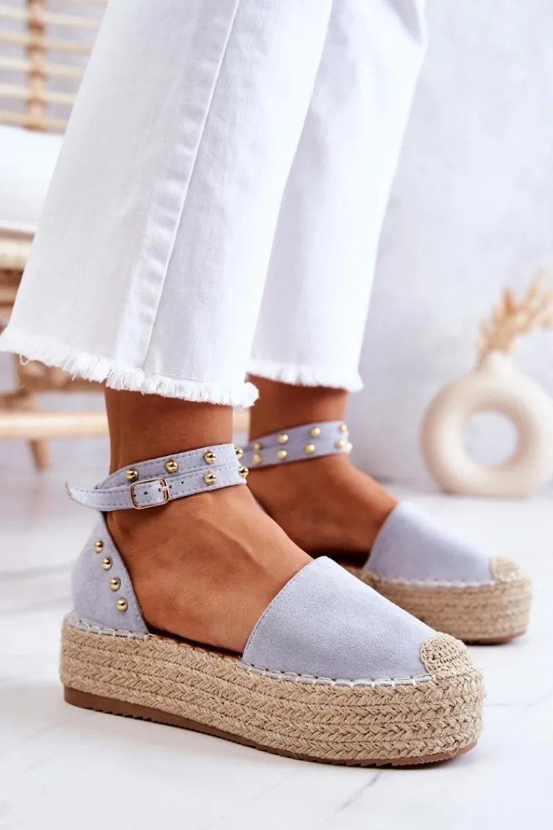 Discount Espadryle Sandały Z Dżetami Niebieskie Lillian Damskie Sandały Na Koturnie|Czarne Espadryle