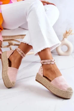 Outlet Espadryle Sandały Z Dżetami Różowe Lillian Damskie Sandały Na Koturnie|Czarne Espadryle