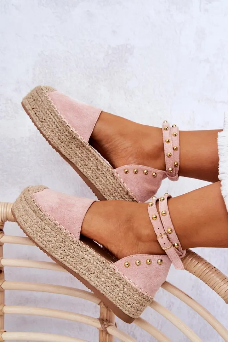 Outlet Espadryle Sandały Z Dżetami Różowe Lillian Damskie Sandały Na Koturnie|Czarne Espadryle