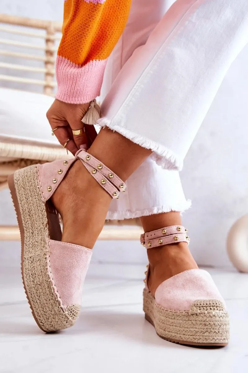 Outlet Espadryle Sandały Z Dżetami Różowe Lillian Damskie Sandały Na Koturnie|Czarne Espadryle