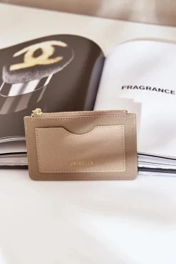 New Etui Na Karty Portmonetka Damska Z Brelokiem Ciemnobeżowa Therinore Portfele