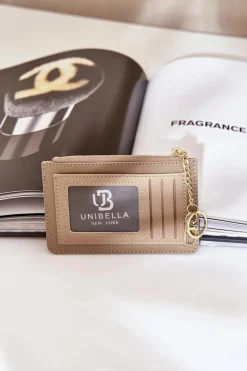 New Etui Na Karty Portmonetka Damska Z Brelokiem Ciemnobeżowa Therinore Portfele