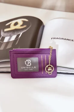 Boto Etui Na Karty Portmonetka Damska Z Brelokiem Fioletowa Therinore