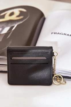 Portfele>Boto Etui Na Karty Ze Złotym Brelokiem Eko Skóra Iritinme Czarny