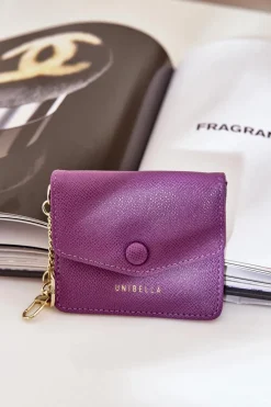 New Boto Etui Na Karty Ze Złotym Brelokiem Eko Skóra Fioletowy Iritinme